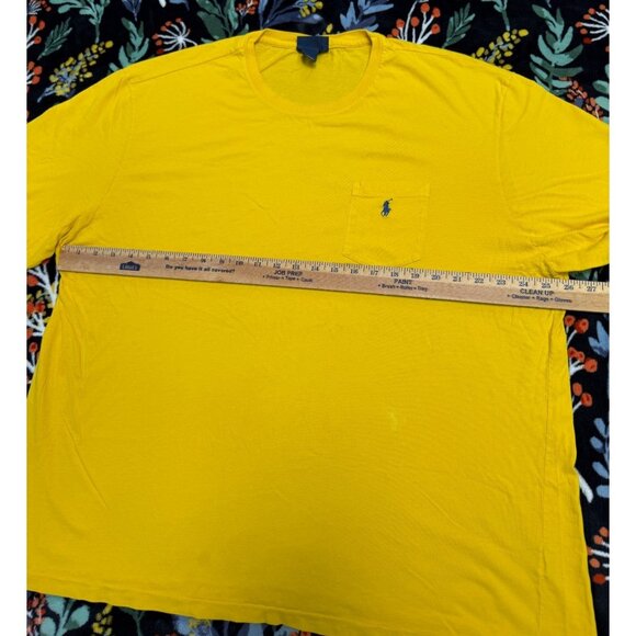 Polo Ralph Lauren T Shirt Mens Yellow 2XL Vintage 90s Front Pocket Small Pony - Picture 6 of 9